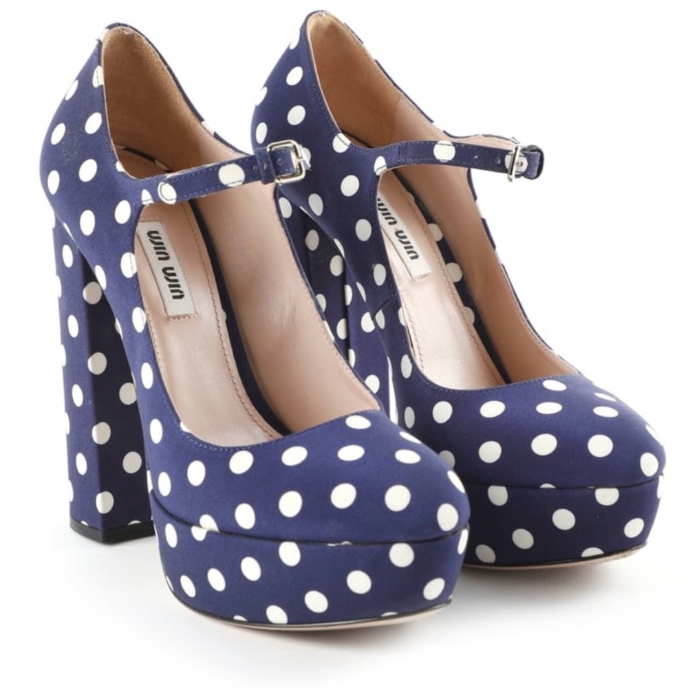 Miu Miu Blue Polka Dot Women's Heels